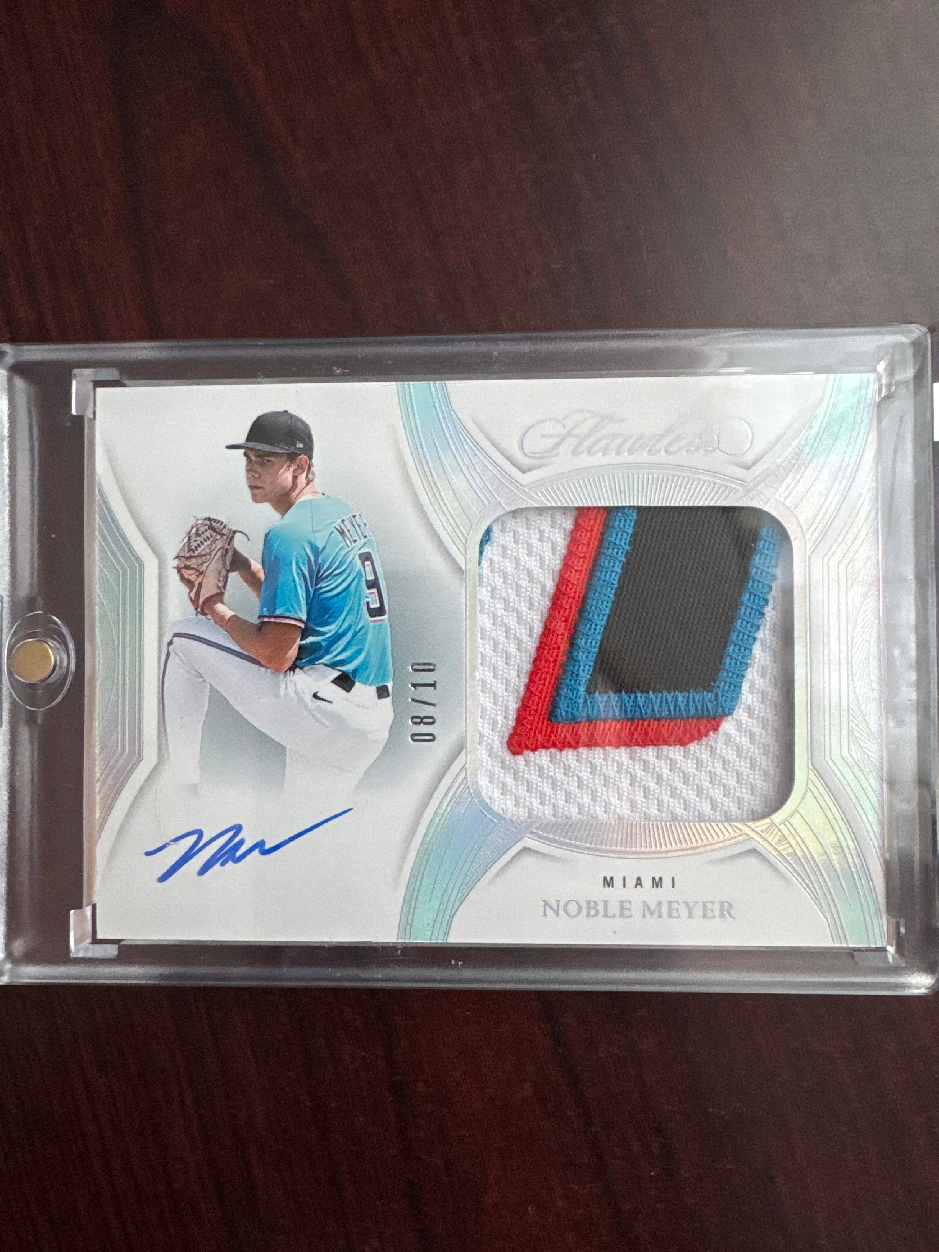 2025 Panini Flawless Noble Meyer PPA-NOM Prospect Patch Auto On Card 3-Color Patch 8/10
