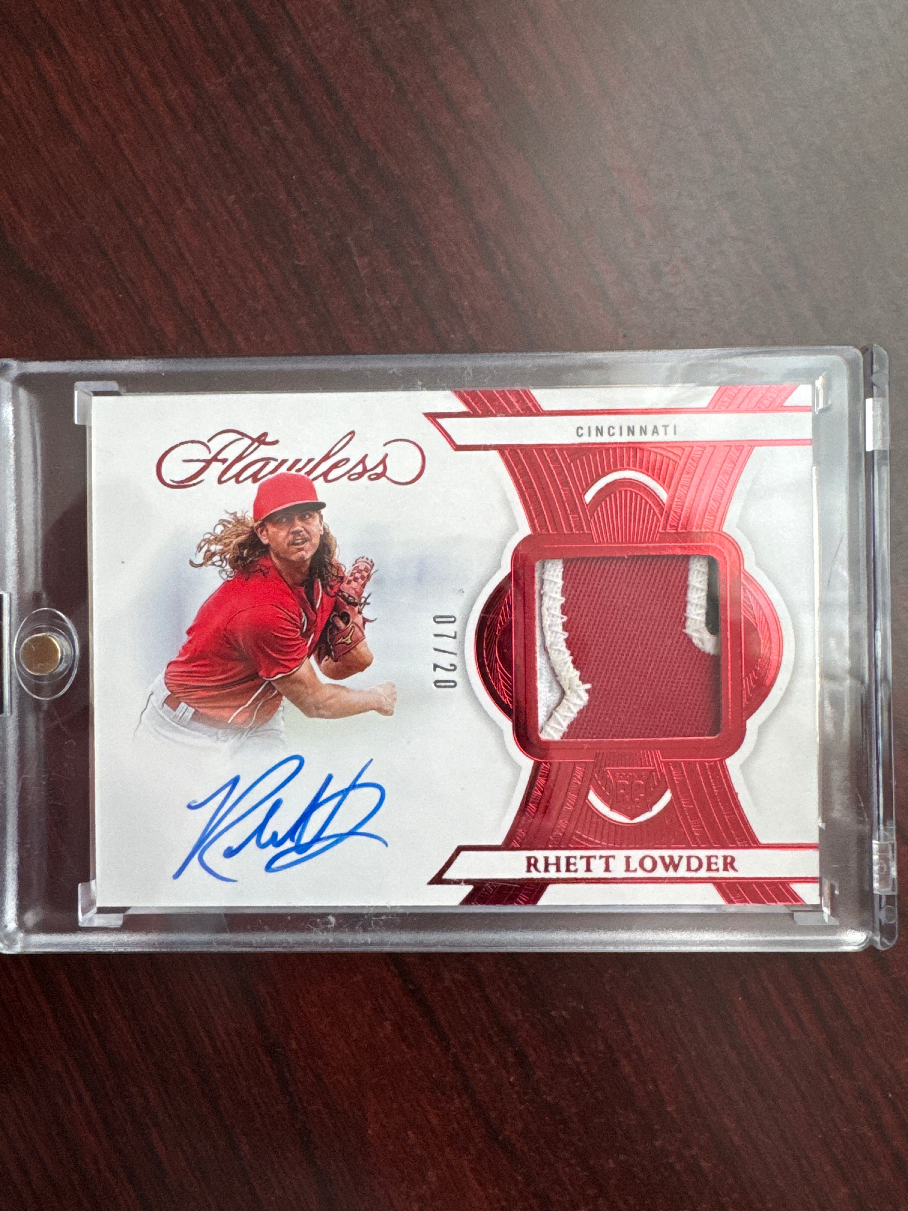 2025 Panini Flawless Rhett Lowder FSM-RHE Signature Memories On Card Auto 2-Color Patch 7/20