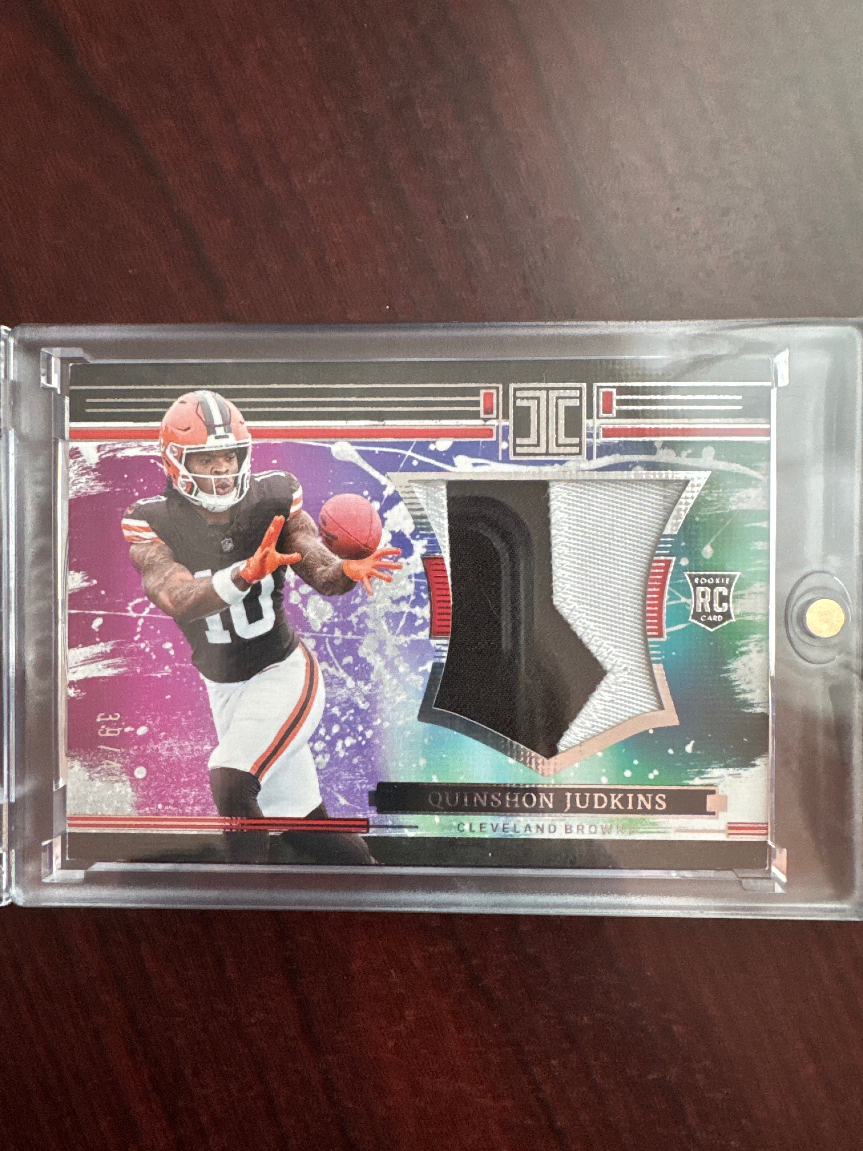 2025 Panini Impeccable Quinshon Judkins RCL-QJS Rookie Cornerstones Laundry Tags Patch 39/49