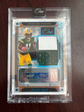 2023 Panini One Jayden Reed #134 Blue Premium On-Card Auto 2-Color Patch RC 34/49