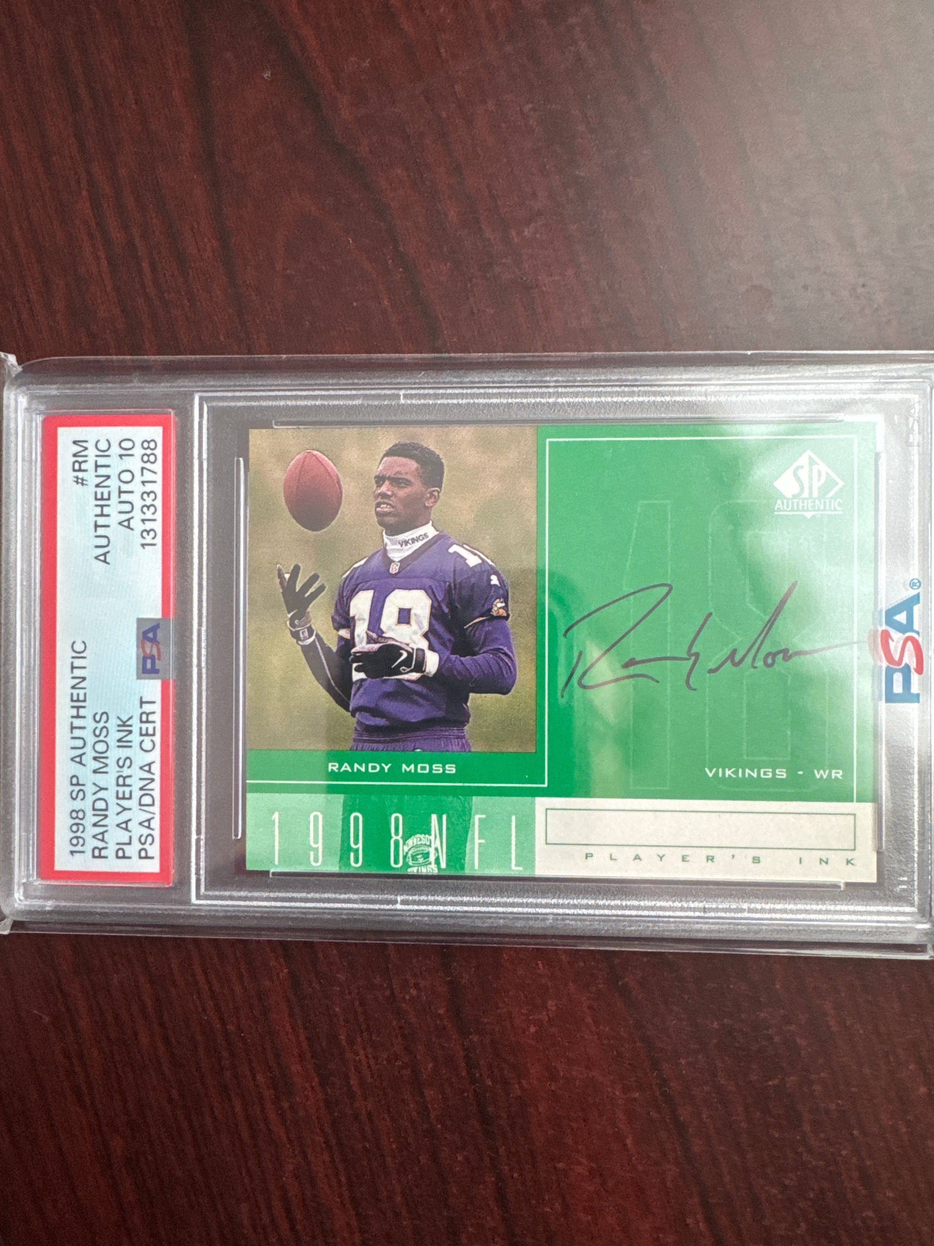 1998 Upper Deck SP Authentic Randy Moss RM Player's Ink PSA Authentic Auto 10