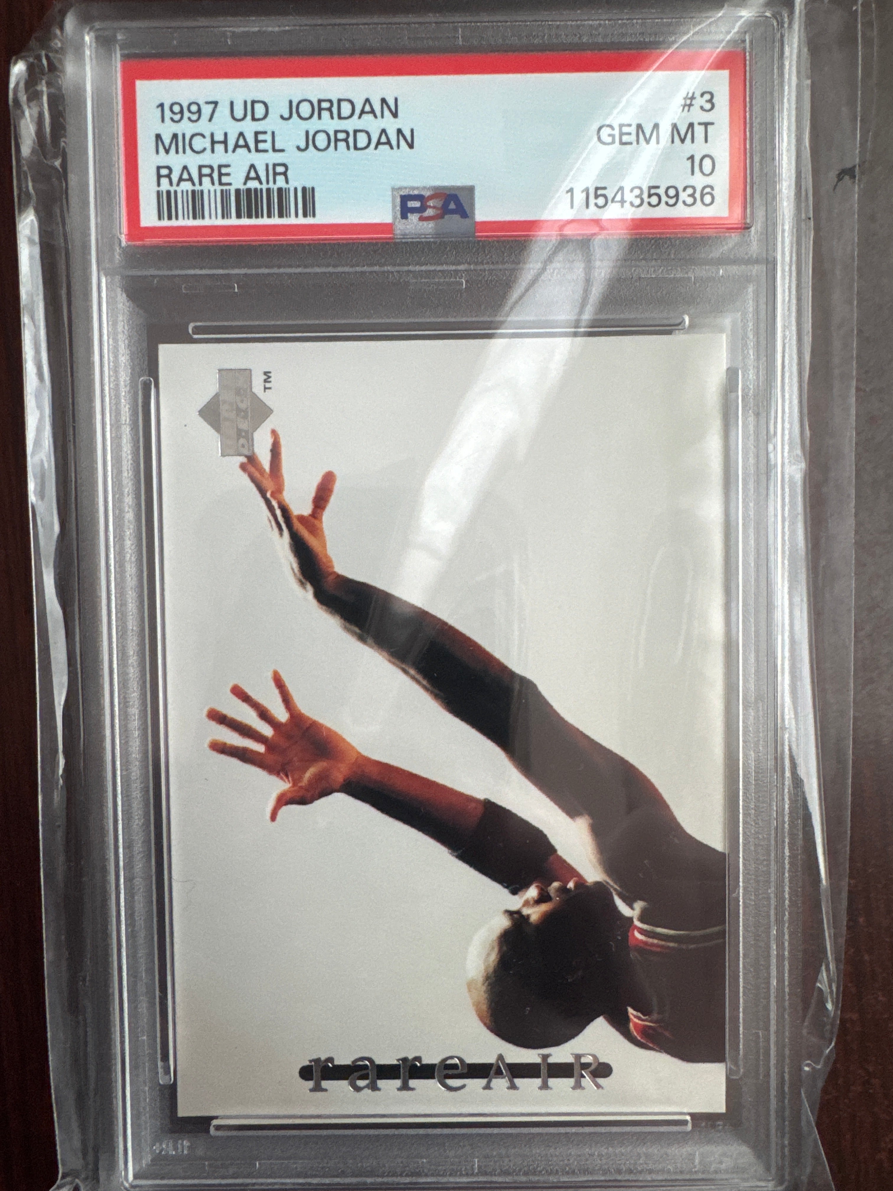 1997 Upper Deck Jordan Michael Jordan 3 Rare Air PSA 10