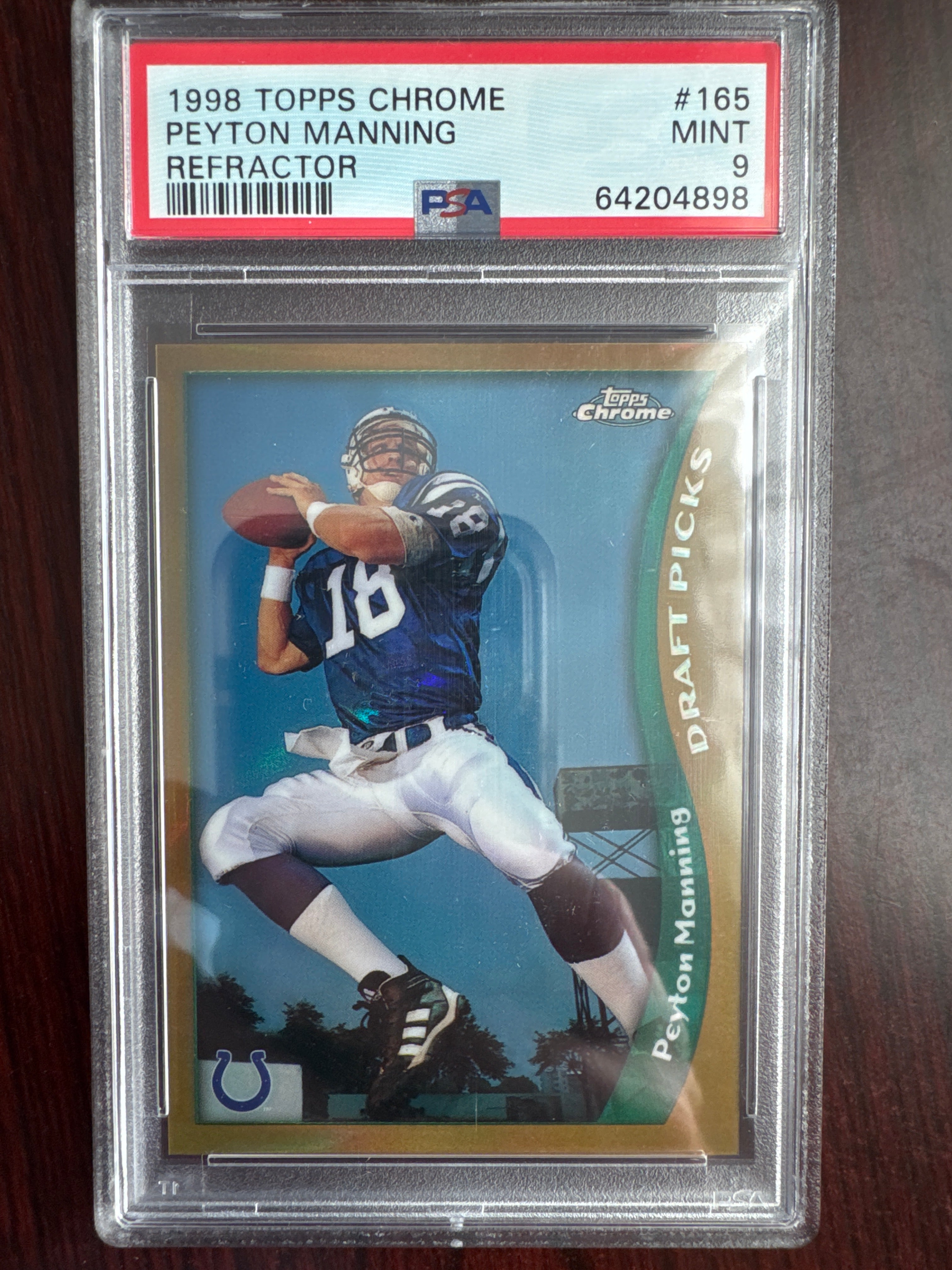 1998 Topps Chrome Peyton Manning 165 Refractor PSA 9